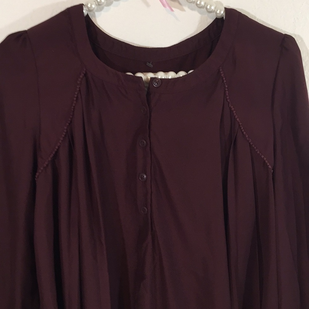 Alice & Uo Long Sleeve Burgundy Blouse sz Medium - Picture 3 of 7